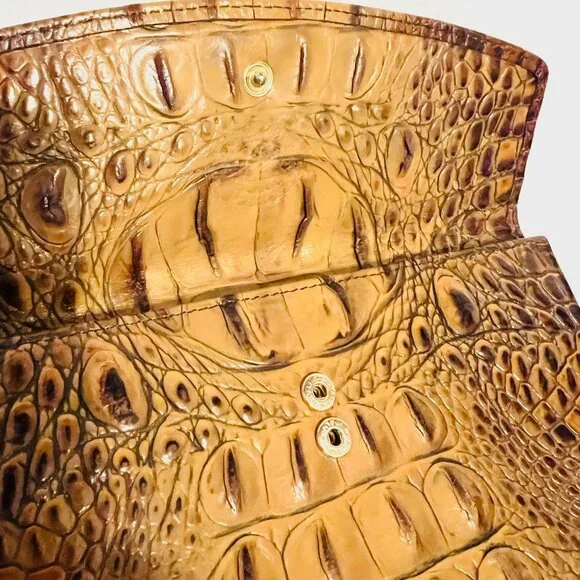 Brahmin Colette Croc Embossed Melbourne Leather-Vintage-Tri Fold Wallet/CheckBk - Picture 10 of 14